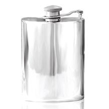 Plain Captive Top Pewter Hip Flask - 4 oz
